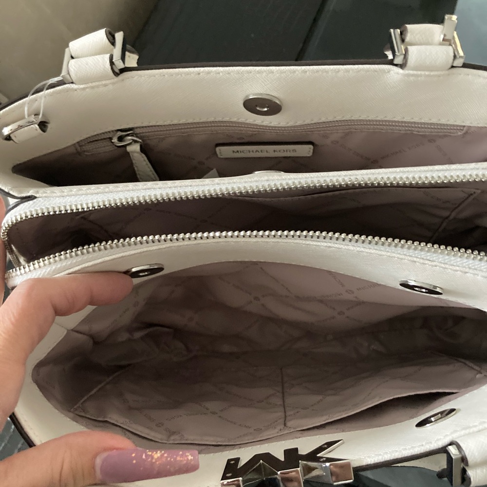 Michael Kors Florence MD Satchel HandBag White - Picture 5 of 16